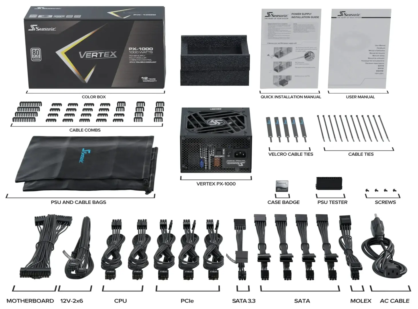 Seasonic захранване PSU ATX 3.1 1000W Platinum - VERTEX PX-1000 - 12102PXAFS-ATX3.1 - image 9