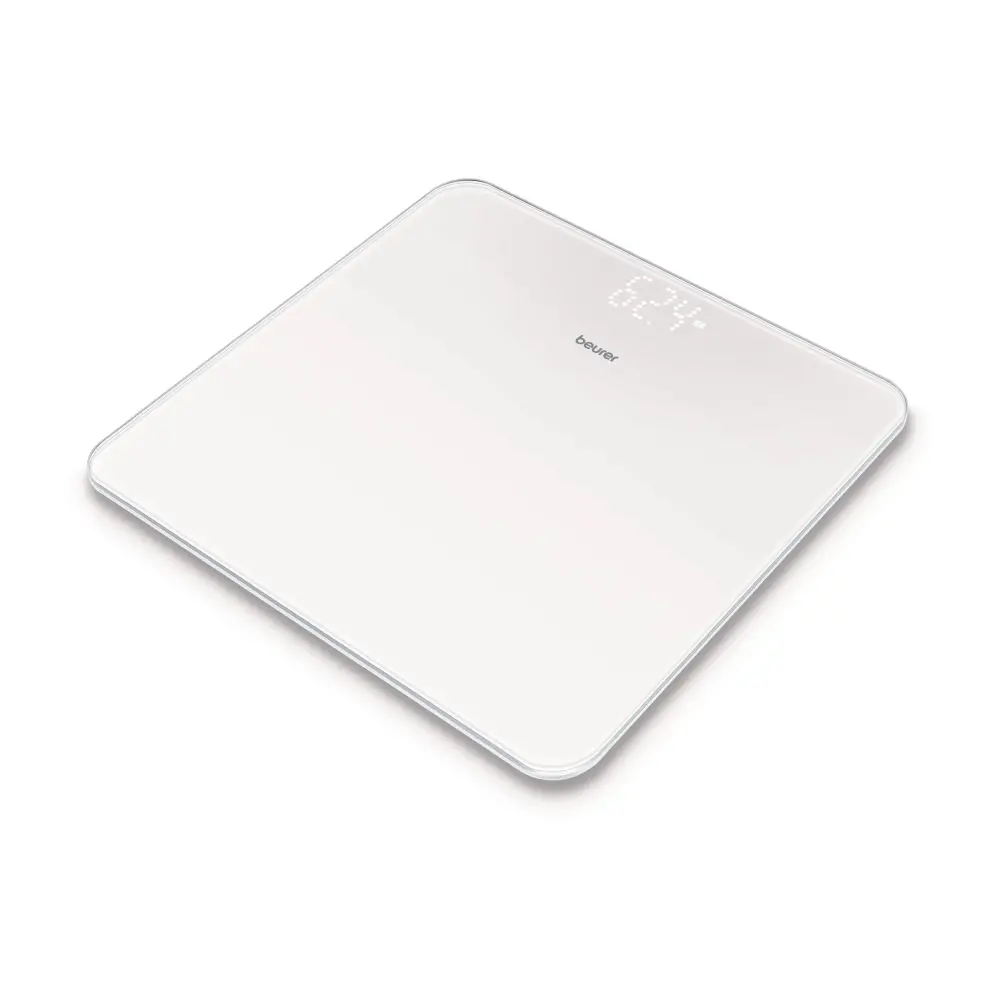 Везна, Beurer GS 225 White Glass bathroom scale, Magic LED display; Automatic switch-off, overload indicator; height 2.7 cm; 180 kg / 100 g 5 years warranty; White