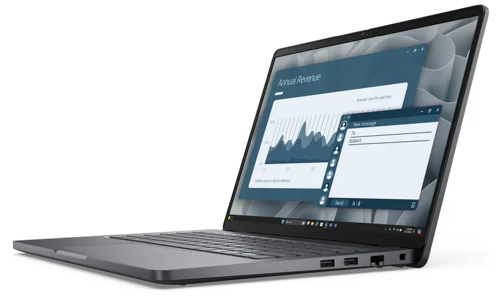 Лаптоп, Dell Pro 14 PC14255, AMD Ryzen 5 PRO 230 (22 MB cache, 6cores,  up to 4.9 GHz, 16 TOPS NPU), 14" FHD+(1920x1200) IPS, 300nits AG, 16 GB: 1 x 16 GB, DDR5, 5600 MT/s, 512 GB SSD, AMD Radeon 760M graphics, FHD HDR IR Cam and Mic, Wi-Fi 6E, FPR, Backlit Kb, - image 2