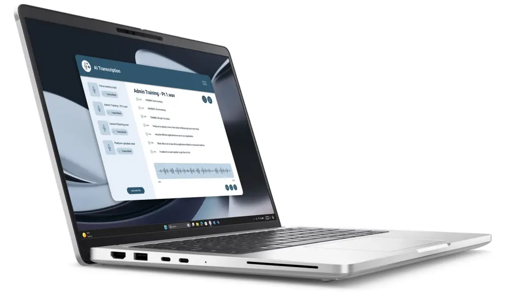 Лаптоп, Dell Pro 14 Plus PB14255, AMD Ryzen AI 5 PRO 340 (22MB, 6C, up to 4.8 GHz), 14.0" FHD+(1920x1200) IPS, AG, 300nits, 32 GB LPDDR5 7500 MT/s (onb), 512 GB SSD, AMD Radeon 840M, FHD HDR + IR Cam and Mic, Wi-Fi 7, FPR, Backlit Kb, Win 11 Pro, 3Y PS, Alum - image 1