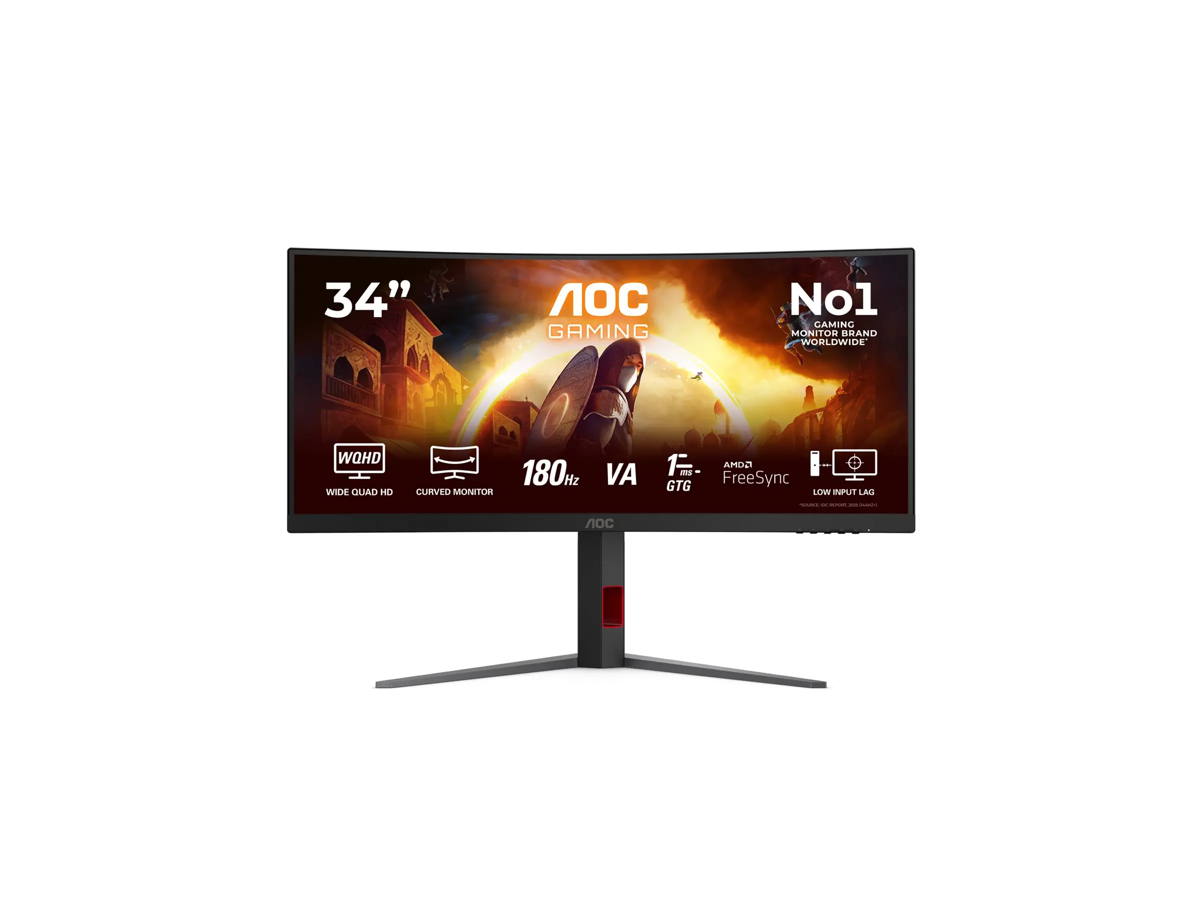Монитор, AOC CU34G4, 34" Curved 1500R VA WLED, 3440x1440@180Hz, 1ms GtG, 0.5ms MPRT, 300cd m/2, 2500:1, 80M:1 DCR, Adaptive Sync, FlickerFree, Low Blue Light, Tilt, Height Adjust, Swivel, 2xHDMI, DP - image 1
