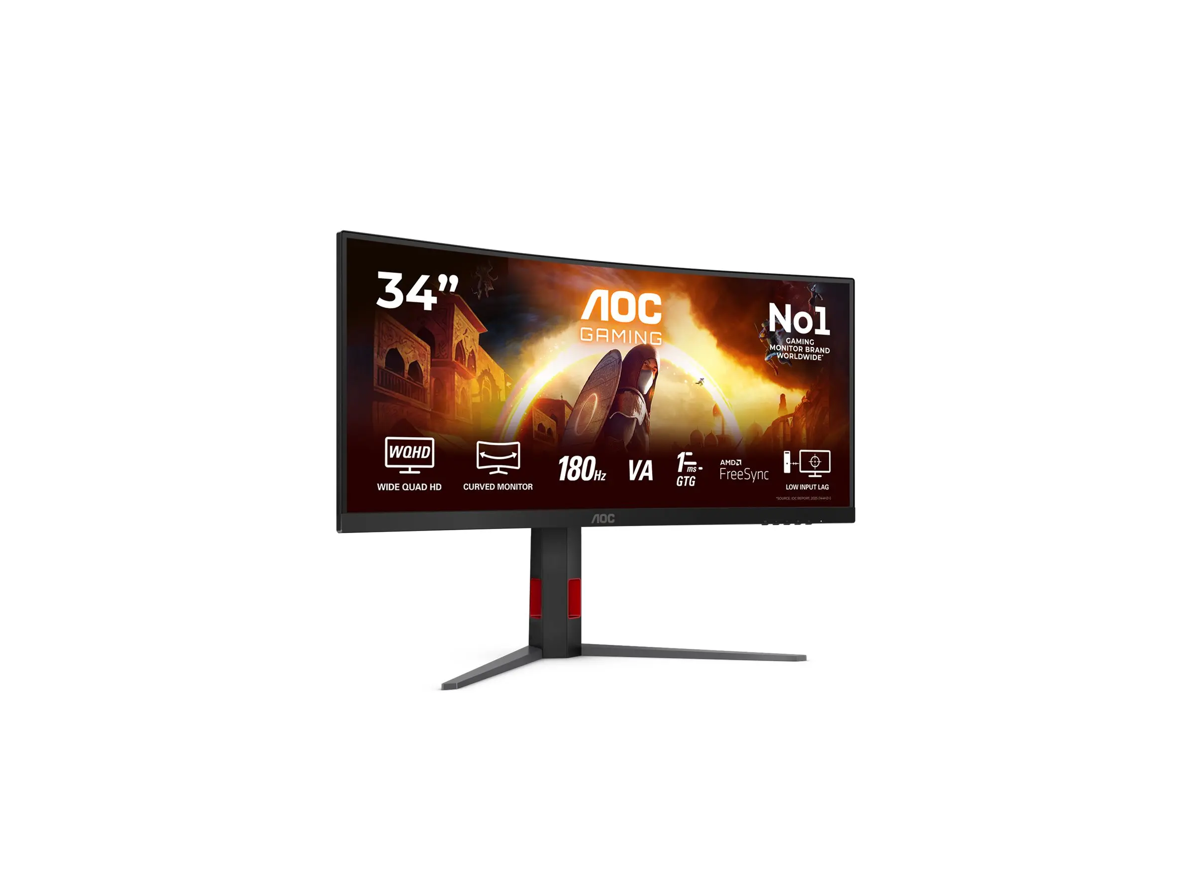 Монитор, AOC CU34G4, 34" Curved 1500R VA WLED, 3440x1440@180Hz, 1ms GtG, 0.5ms MPRT, 300cd m/2, 2500:1, 80M:1 DCR, Adaptive Sync, FlickerFree, Low Blue Light, Tilt, Height Adjust, Swivel, 2xHDMI, DP - image 12