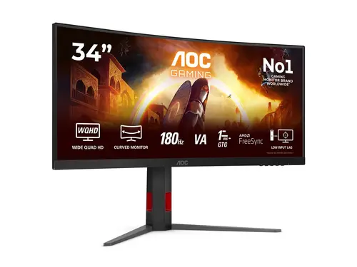 Монитор, AOC CU34G4, 34" Curved 1500R VA WLED, 3440x1440@180Hz, 1ms GtG, 0.5ms MPRT, 300cd m/2, 2500:1, 80M:1 DCR, Adaptive Sync, FlickerFree, Low Blue Light, Tilt, Height Adjust, Swivel, 2xHDMI, DP - image 5