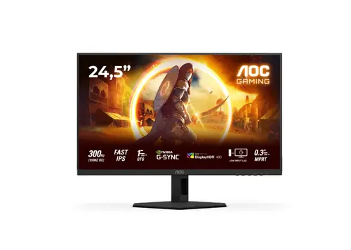 Монитор, AOC 25G4SRE, 24.5" Fast IPS WLED, 1920x1080@300Hz (OC 310Hz), 1ms GtG, 0.3ms MPRT, 400cd m/2, 1000:1, 80M:1 DCR, Adaptive Sync, FlickerFree, Tilt, 2xHDMI, DP