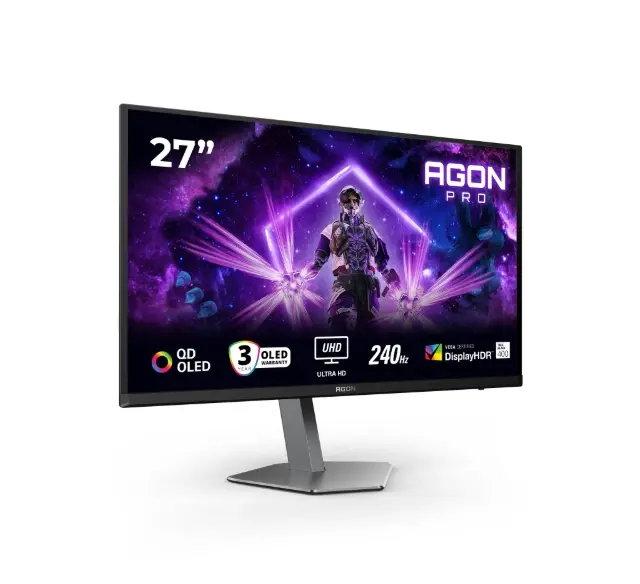 Монитор, AOC AG276UZD, 26.5" QD-OLED, 3840x2160@240Hz, 0.03ms GtG, 1000cd m/2, 1.500.000:1, 80M:1 DCR, Adaptive Sync, FlickerFree, LowBlue Mode, 5Wx2, Tilt, Height Adjust, Pivot, Swivel, 2xHDMI, DP, USB hub, KVM - image 12