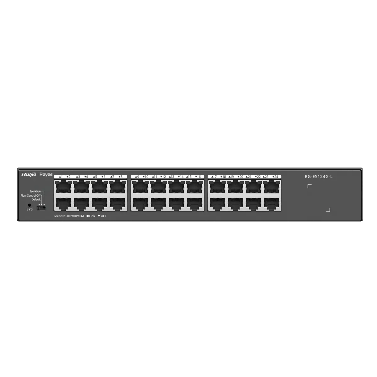Switch Ruijie RG-ES124G-L, 24 x GbE, metalic, de birou