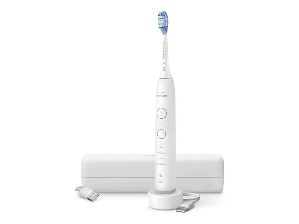 PHILIPS Sonicare Четка за зъби с акумулаторна батерия 4 режима 3 степени Сензор за натиск калъф за зареждане бяла