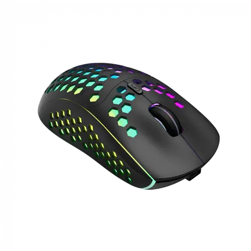 Canyon 7keys Gaming 2.4G wireless mouse, KA8 sensor, DPI up to 1600, rubber coating on panel, Huano 1million switch, 45cm PVC cable, ABS material. 400mAh battery, size: 125.8*63.7*41mm, weight: 95g, Black - image 3