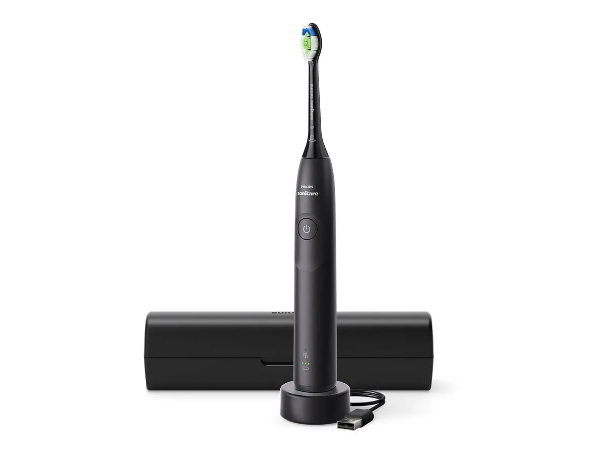 PHILIPS Sonicare Четка за зъби с акумулаторна батерия 1 режим на четкане 2 степени на интензивност Сензор за натиск калъф черна