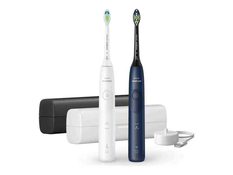 PHILIPS Sonicare 2 бр Четка за зъби с акумулаторна батерия 2 режима на почистване калъфи цвят бял и морско синьо