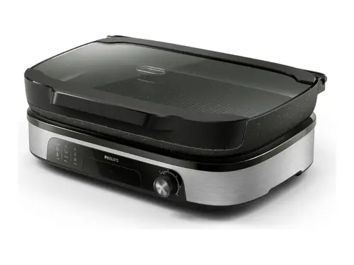 PHILIPS Grătar de contact 2400W 5 niveluri de temperatură capac de sticlă strat de piatră - 1