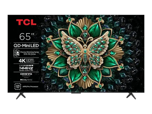 TCL 65inch QD-MiniLED Android 4K TV HDR10+ Dolby Vision Dolby Atmos 2x10W+20W ONKYO 2.1 Hi-Fi System AMD FreeSync Premium Pro