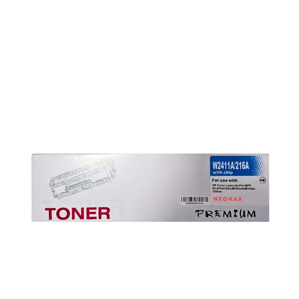 Тонер касета, NEOMAX HT-W2411C, Cyan, с чип – съвместима с HP W2411A (216A), Color LaserJet Pro M155/MFP M182nw/M183fw