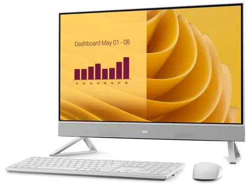 Настолен компютър - всичко в едно, Dell 27 All-in-One EC27250, Intel Core 7 150U(12MB cache, 10 cores, up to 5.4 GHz), 27" FHD (1920x1080) Touch  WVA, 16GB, 2x8GB, DDR5, 5200 MT/s, 1TB M.2 PCIe SSD, GeForce MX570A with 2GB GDDR6, Triangle Stand, 5MP IR Tilt Cam, WiFi 6E+BT, Wireless Kb & - image 1