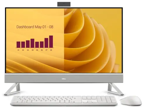 Настолен компютър - всичко в едно, Dell 27 All-in-One EC27250, Intel Core 7 150U(12MB cache, 10 cores, up to 5.4 GHz), 27" FHD (1920x1080) Touch WVA, 16GB, 2x8GB, DDR5, 5200 MT/s, 1TB M.2 PCIe SSD, GeForce MX570A with 2GB GDDR6, Triangle Stand, 5MP IR Tilt Cam, WiFi 6E+BT, Wireless Kb &