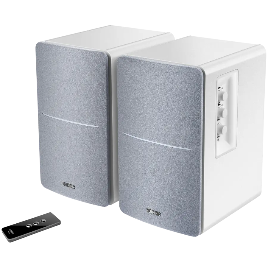 Edifier R1280T 2.0 Bookshelf Speakers, RCA, 0.5-inch Tweeters, 4-inch Drivers, 42W (RMS), Control Knobs and Remote Control, White - image 1