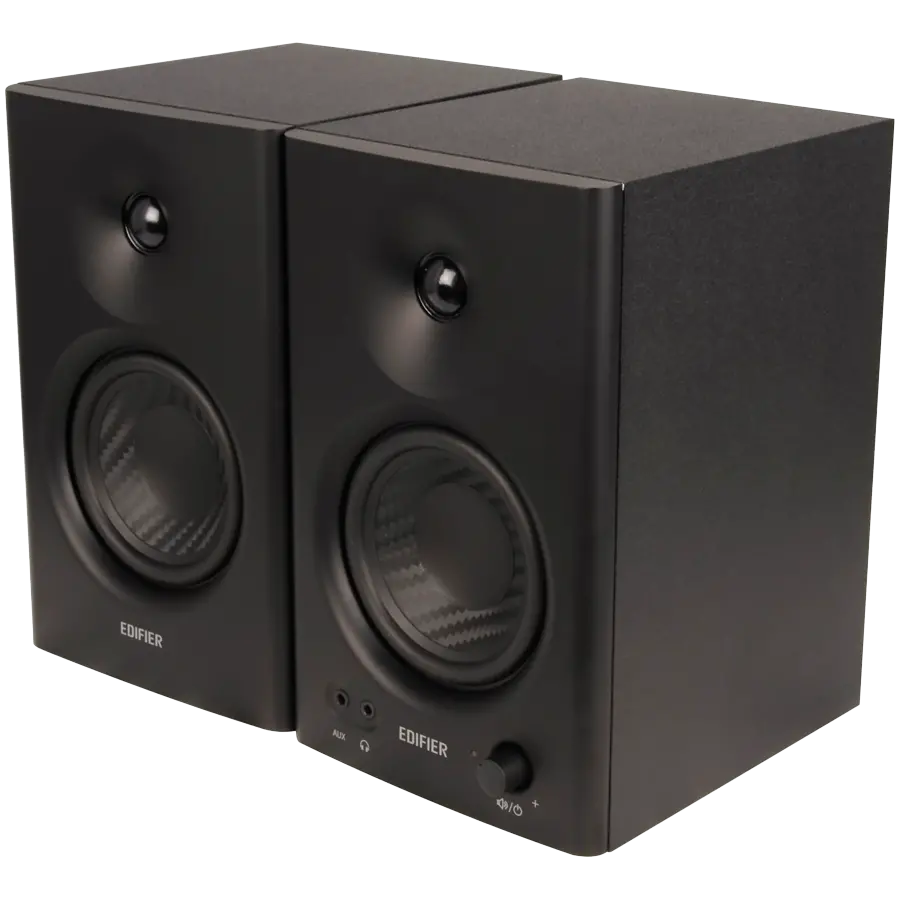 Edifier MR4 Active Studio Monitors, RCA, AUX, TRS, 1-inch Tweeters, 4-inch Woofers, 42W (RMS), Control Knob, Black