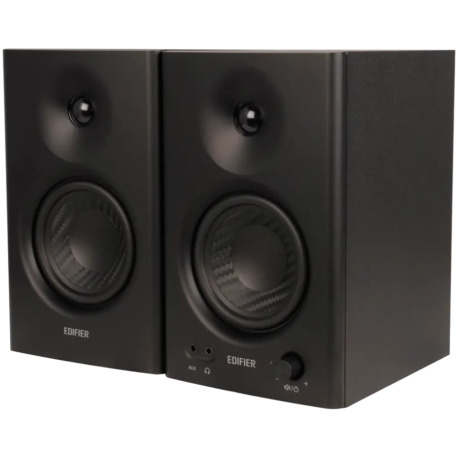 Edifier MR4 Active Studio Monitors, RCA, AUX, TRS, 1-inch Tweeters, 4-inch Woofers, 42W (RMS), Control Knob, Black - image 1