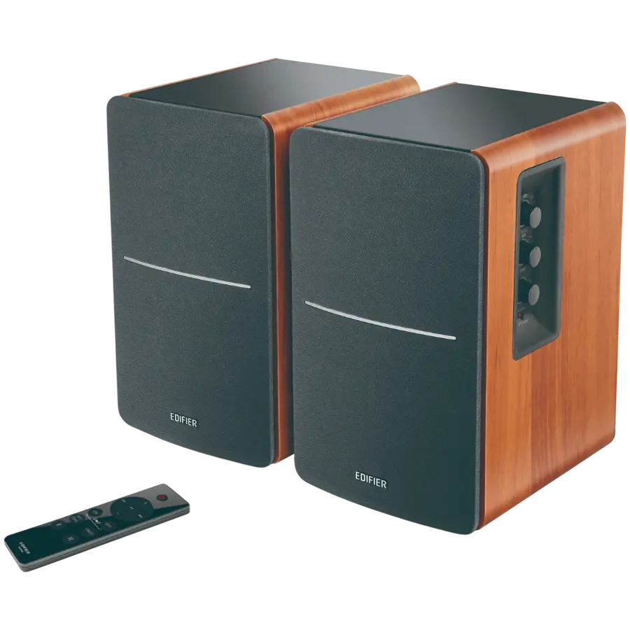 Edifier R1280DBs 2.0 Bookshelf Speakers, BT V5.1, Optical, Coaxial, RCA, 0.5-inch Tweeters, 4-inch Drivers, Sub-Out, 42W (RMS), Control Knobs and Remote Control, Brown - image 1