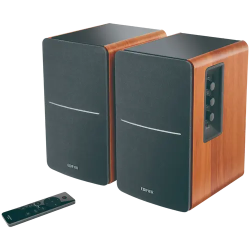 Edifier R1280DBs 2.0 Bookshelf Speakers, BT V5.1, Optical, Coaxial, RCA, 0.5-inch Tweeters, 4-inch Drivers, Sub-Out, 42W (RMS), Control Knobs and Remote Control, Brown - image 1