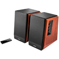 Edifier R1700BT 2.0 Bookshelf Speakers, BT V5.1, RCA, 0.75-inch Tweeters, 4-inch Drivers, 66W (RMS), Control Knobs and Remote Control, Brown