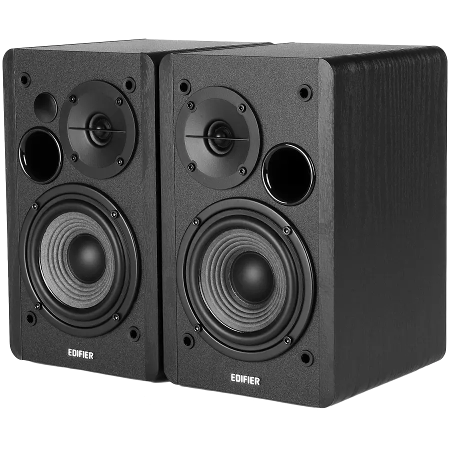 Edifier R1280DB 2.0 Bookshelf Speakers, BT V5.1, Optical, Coaxial, RCA, 0.5-inch Tweeters, 4-inch Drivers, 42W (RMS), Control Knobs and Remote Control, Black - image 1
