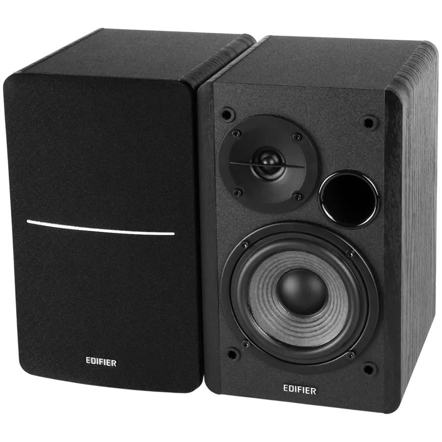 Edifier R1280DB 2.0 Bookshelf Speakers, BT V5.1, Optical, Coaxial, RCA, 0.5-inch Tweeters, 4-inch Drivers, 42W (RMS), Control Knobs and Remote Control, Black - image 2