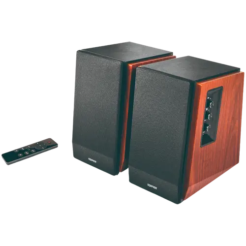 Edifier R1700BTs .0 Bookshelf Speakers, BT V5.1, RCA, 0.75-inch Tweeters, 4-inch Drivers, Sub-Out, 66W (RMS), Control Knobs and Remote Control, Brown