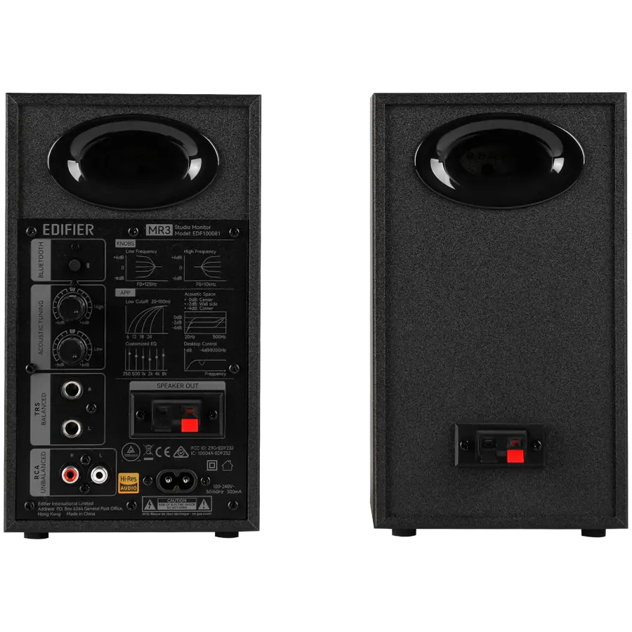 Edifier MR3 Active Studio Monitors, BT V5.4, RCA, AUX, 1-inch Tweeters, 3.5-inch Drivers, 36W (RMS), Tone Control Dials, Black - image 3