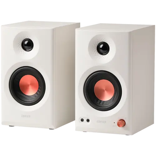 Edifier MR3 Active Studio Monitors, BT V5.4, RCA, AUX, 1-inch Tweeters, 3.5-inch Drivers, 36W (RMS), Tone Control Dials, White