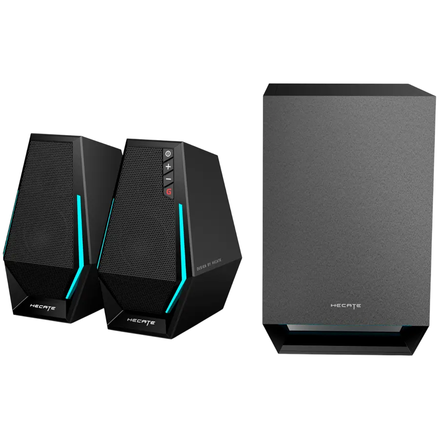 Edifier G1500 MAX 2.1 Audio System, BT V5.3, USB, AUX, 2.5-inch Drivers, 4-inch Subwoofer, RGB Lighting, 30W (RMS), Black - image 1