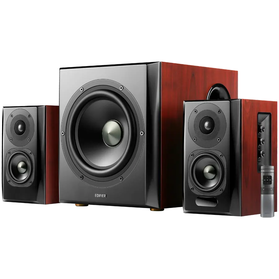 Sistem audio Edifier S350DB 2.1, BT V5.1, Optical, Coaxial, RCA, subwoofer de 8 inchi, drivere de 3.5 inchi, tweetere de 0.75 inch, 70W (RMS), butoane