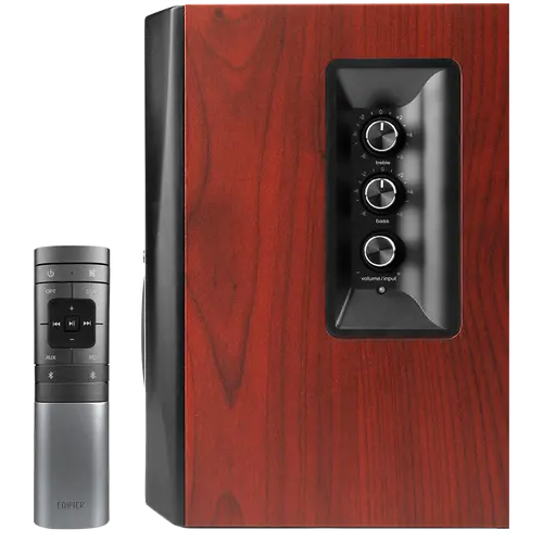 Edifier S350DB 2.1 Audio System, BT V5.1, Optical, Coaxial, RCA, 8-inch Subwoofer, 3.5-inch Drivers, 0.75-inch Tweeters, 70W (RMS), Control Knobs and Remote Control, Brown - image 2