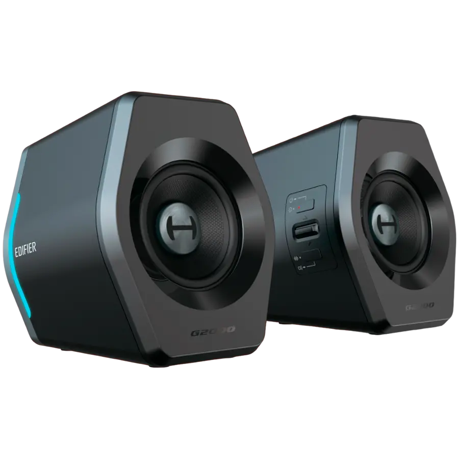 Edifier G2000 2.0 Audio System, BT V5.1, USB, AUX, 2.75-inch Drivers, RGB Lighting, 16W (RMS), Black - image 2