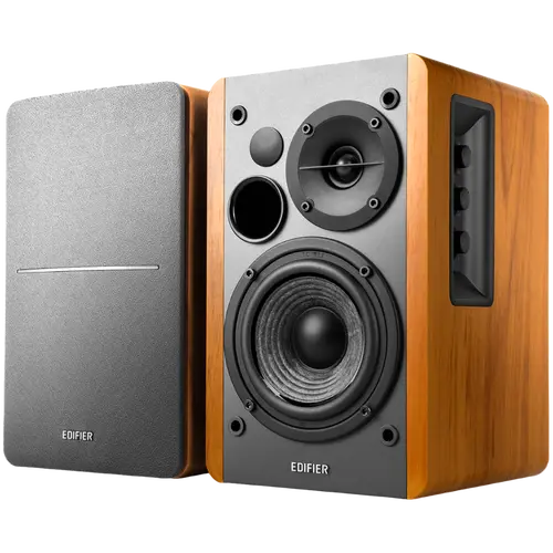 Edifier R1280T 2.0 Bookshelf Speakers, RCA, 0.5-inch Tweeters, 4-inch Drivers, 42W (RMS), Control Knobs and Remote Control, Brown - image 2