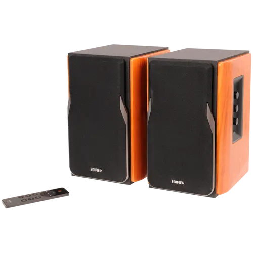 Edifier R1380DB 2.0 Bookshelf Speakers, BT V5.1, Optical, Coaxial, RCA, 1-inch Tweeters, 4-inch Drivers, 42W (RMS), Control Knobs and Remote Control, Brown - image 1