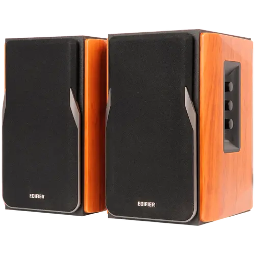 Edifier R1380DB 2.0 Bookshelf Speakers, BT V5.1, Optical, Coaxial, RCA, 1-inch Tweeters, 4-inch Drivers, 42W (RMS), Control Knobs and Remote Control, Brown