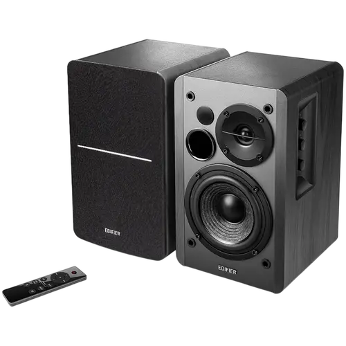 Edifier R1280DBs 2.0 Bookshelf Speakers, BT V5.1, Optical, Coaxial, RCA, 0.5-inch Tweeters, 4-inch Drivers, Sub-Out, 42W (RMS), Control Knobs and Remote Control, Black - image 1