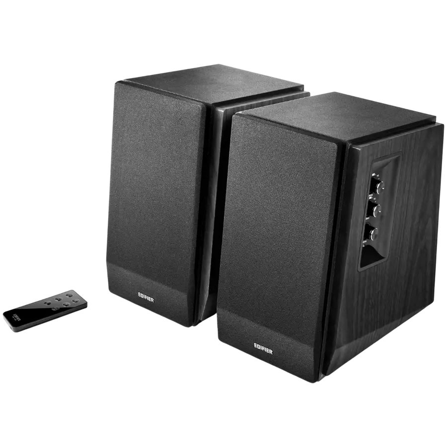 Edifier R1700BT 2.0 Bookshelf Speakers, BT V5.1, RCA, 0.75-inch Tweeters, 4-inch Drivers, 66W (RMS), Control Knobs and Remote Control, Black