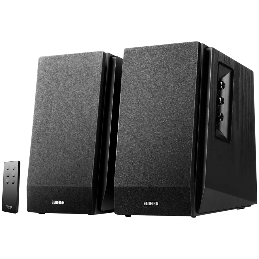 Edifier R1700BT 2.0 Bookshelf Speakers, BT V5.1, RCA, 0.75-inch Tweeters, 4-inch Drivers, 66W (RMS), Control Knobs and Remote Control, Black - image 1