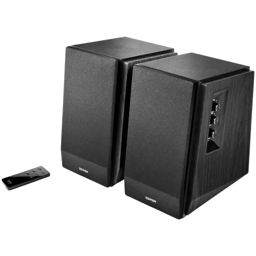Edifier R1700BT 2.0 Bookshelf Speakers, BT V5.1, RCA, 0.75-inch Tweeters, 4-inch Drivers, 66W (RMS), Control Knobs and Remote Control, Black