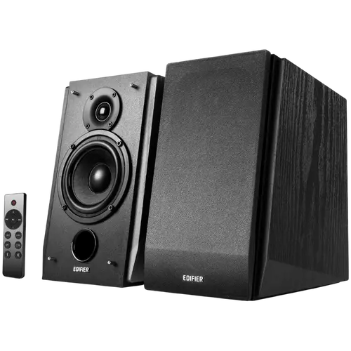 Edifier R1855DB 2.0 Bookshelf Speakers, BT V5.1, Optical, Coaxial, RCA, 0.75-inch Tweeters, 4-inch Drivers, Sub-Out, 70W (RMS), Control Knobs and Remote Control, Matte Black - image 1