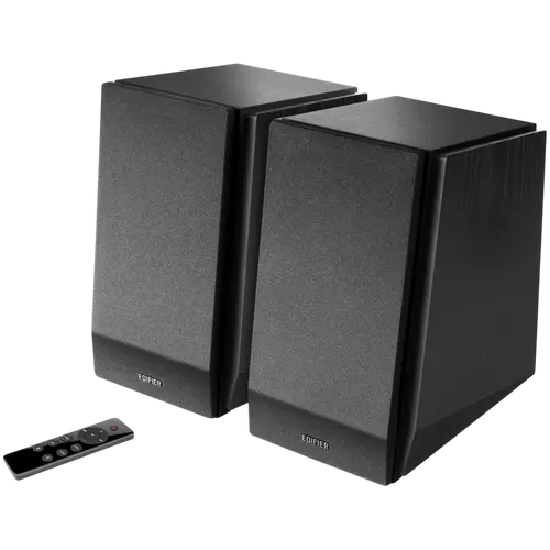 Edifier R1855DB 2.0 Bookshelf Speakers, BT V5.1, Optical, Coaxial, RCA, 0.75-inch Tweeters, 4-inch Drivers, Sub-Out, 70W (RMS), Control Knobs and Remote Control, Matte Black