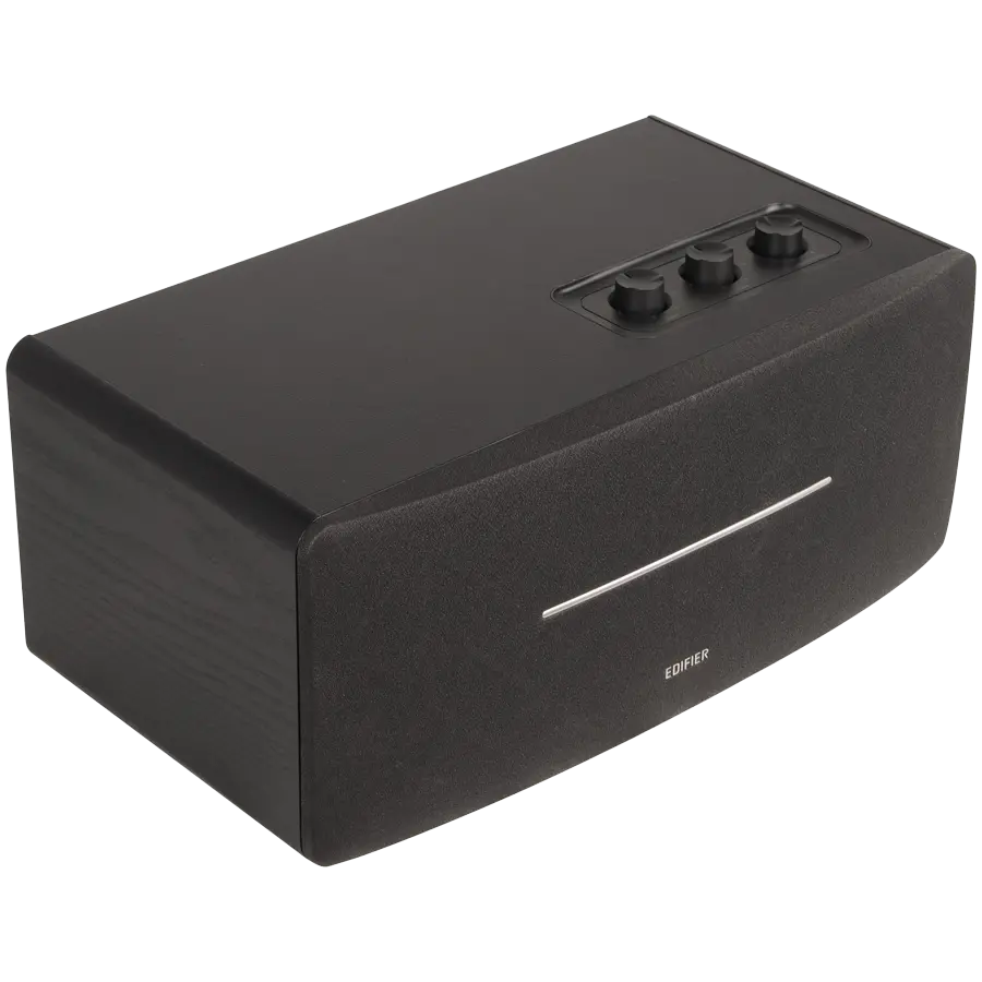 Edifier D12 2.0 Bluetooth Speaker, BT V5.0, RCA, AUX, 2x 4-inch Midrange Drivers, 2x 19mm Tweeters, Remote Control and Top-Mounted Controls, Black