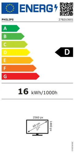 Монитор, Philips 27B2U3601, 27" IPS WLED, 2560x1440@120Hz, 4ms GtG, 350cd m/2, 1500:1, 50M:1 DCR, Adaptive Sync, FlickerFree, SoftBlue, 2Wx2, Tilt, Height Adjust, Pivot, Swivel, HDMI, DP, RJ45, USB hub - image 9