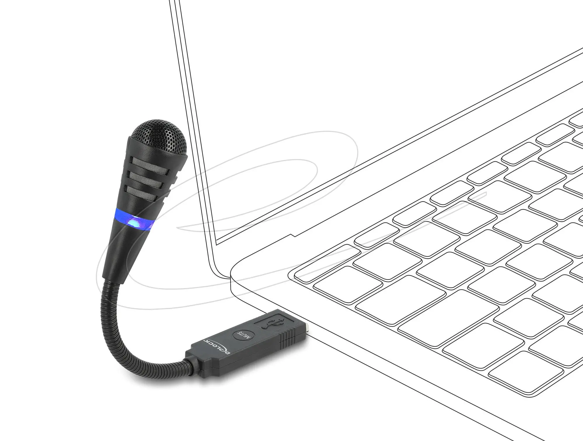 Микрофон с гъвкаво рамо Delock 66499 - USB и Mute бутон - image 1