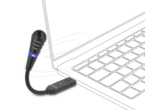 Микрофон с гъвкаво рамо Delock 66499 - USB и Mute бутон - image 1