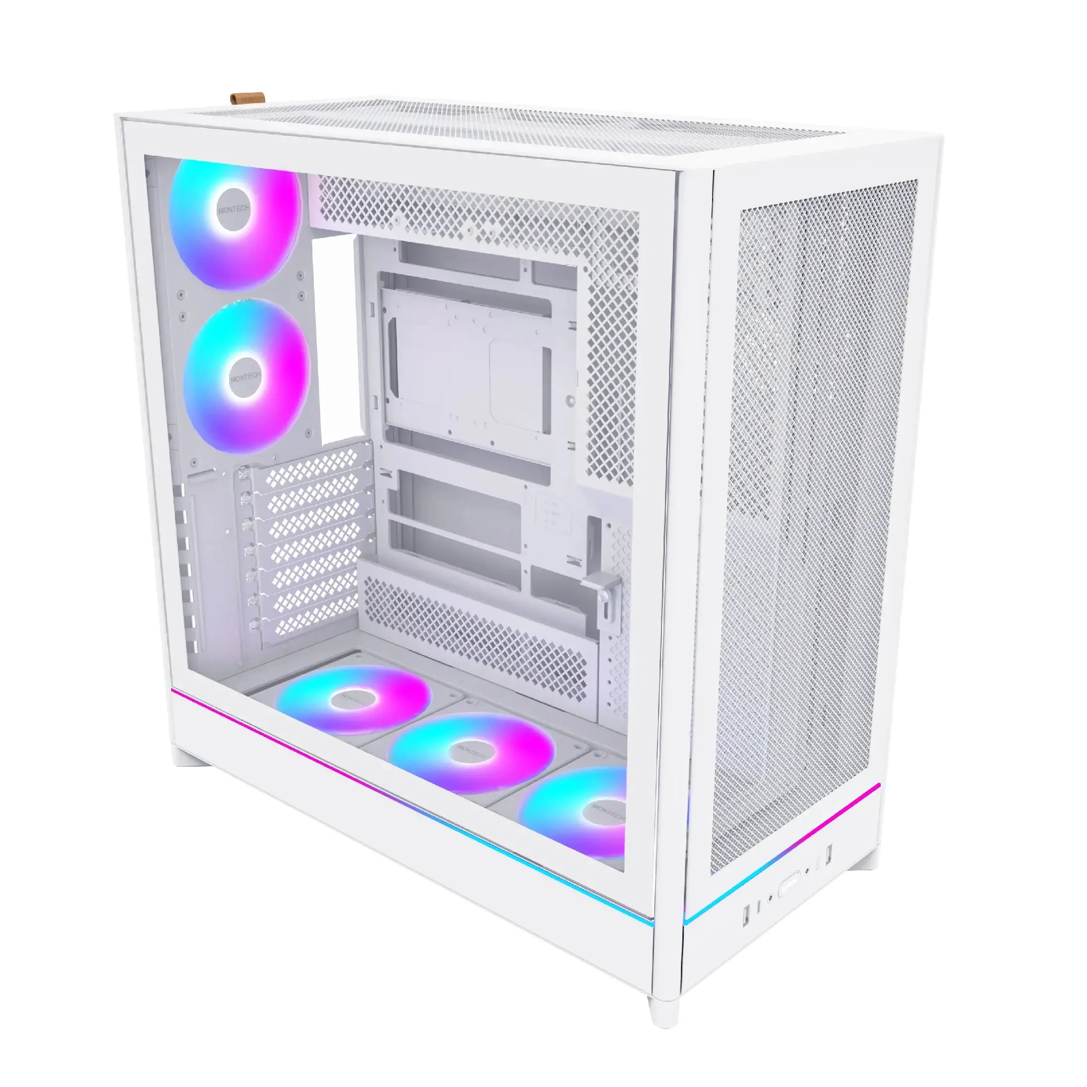 Montech кутия Case ATX - HS01 PRO (W) - 5 x 120 mm ARGB Fans, USB-C, White - image 1