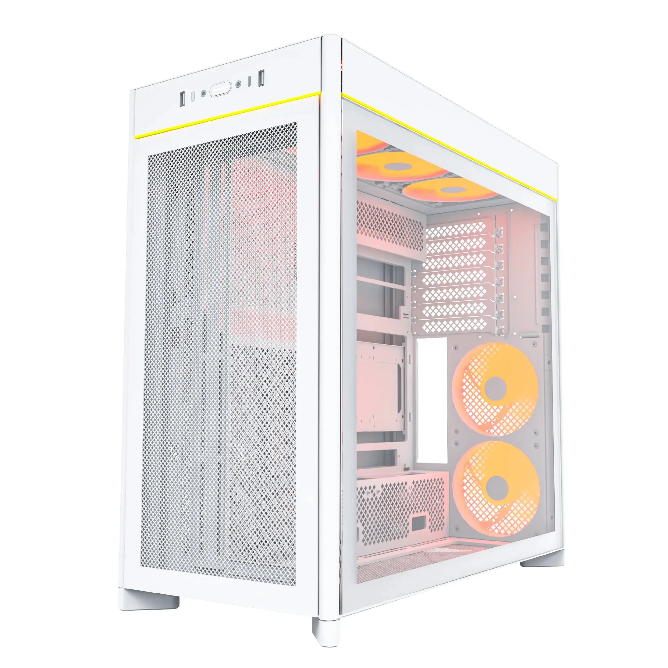 Montech кутия Case ATX - HS01 PRO (W) - 5 x 120 mm ARGB Fans, USB-C, White - image 2