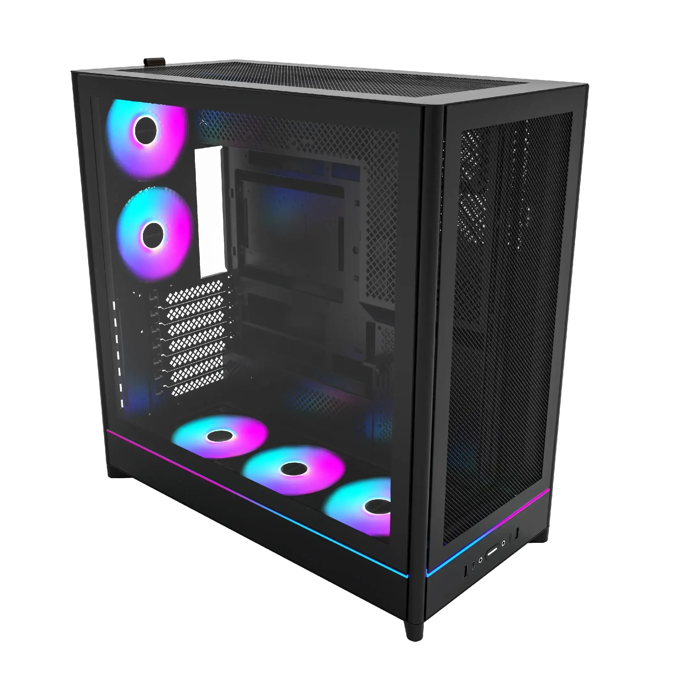 Montech кутия Case ATX - HS01 PRO (B) - 5 x 120 mm ARGB Fans, USB-C, Black - image 1